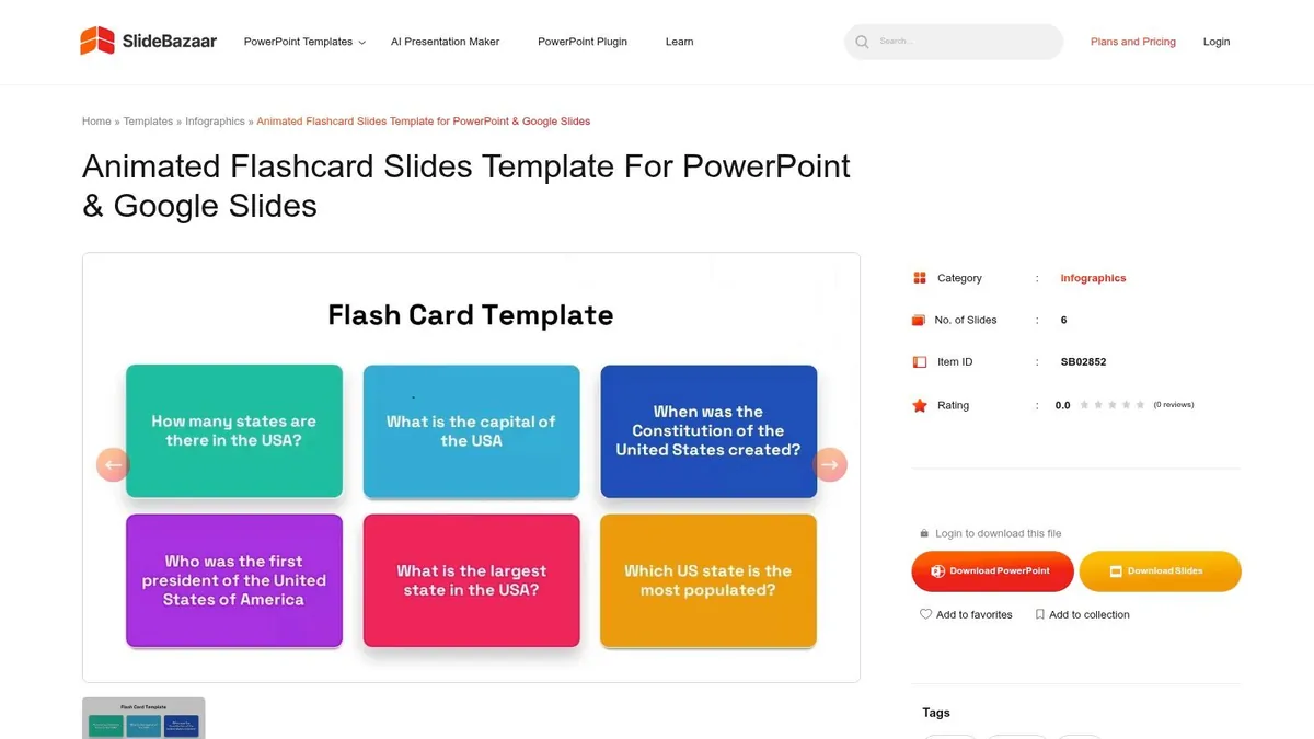 SlideBazaar animated flashcard slides template for PowerPoint and Google Slides