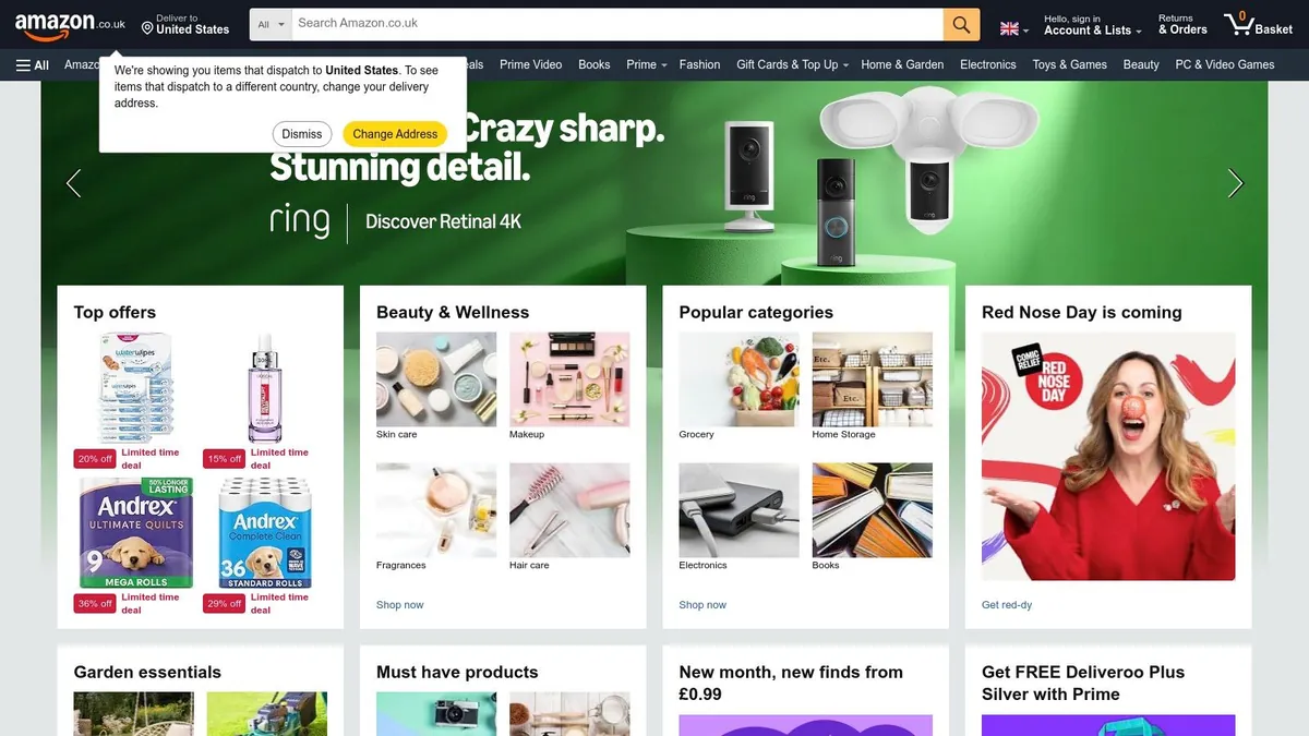 Amazon UK homepage
