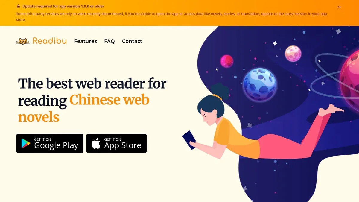 Readibu homepage: the best web reader for reading Chinese web novels